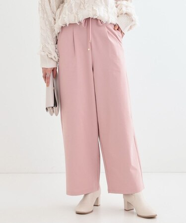 【S-LL】楽してすっきり タックワイドパンツ