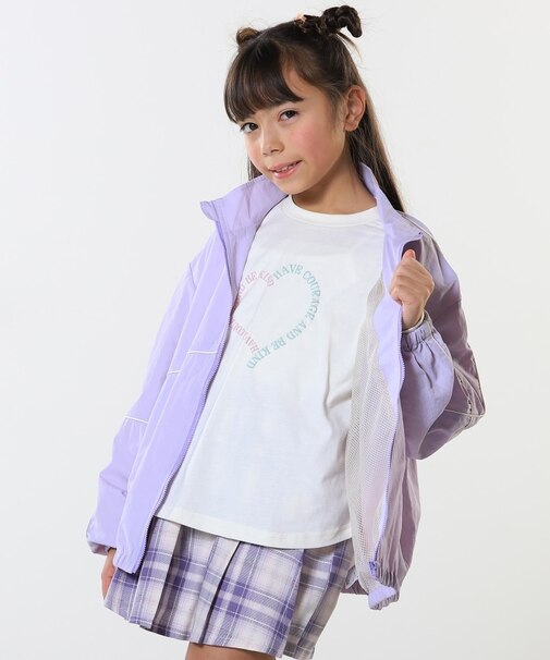 【100-150cm/洗える/男女兼用】スタンドカラー パイピングブルゾン