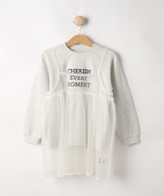 【100-150cm/洗える/2点セット】大人顔負け ロゴロンT＋チュールキャミ