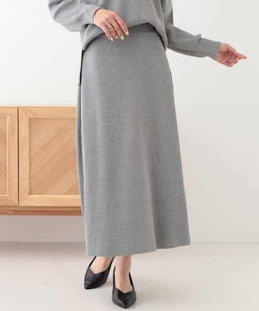 【セットアップ可/S-LL】大人上品に揺れる ニットフレアスカート