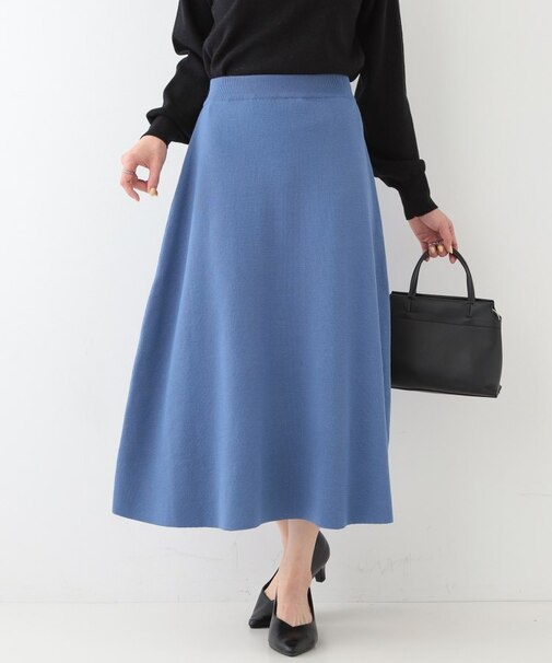 【セットアップ可/S-LL】大人上品に揺れる ニットフレアスカート