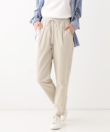 【洗える/美脚シルエット】綿ストレッチイージーテーパードパンツ