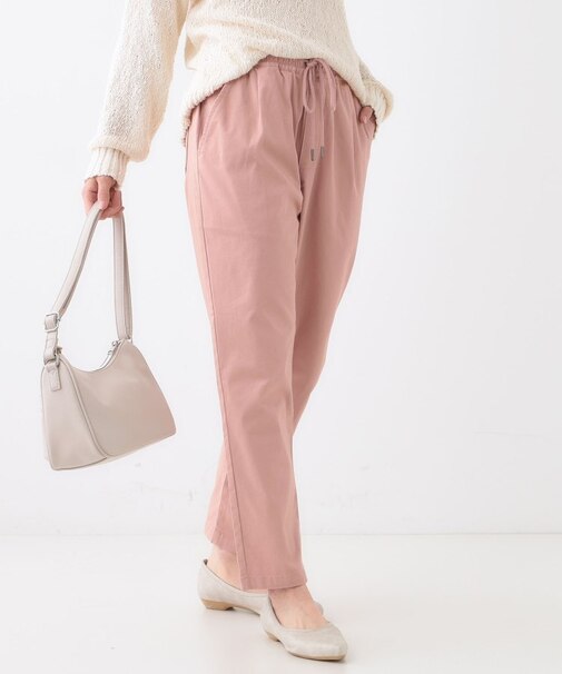 【洗える/美脚シルエット】綿ストレッチイージーテーパードパンツ