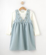 【洗える/100-120cm】着るだけでコーデが決まる スカラップ花刺繍ワンピース