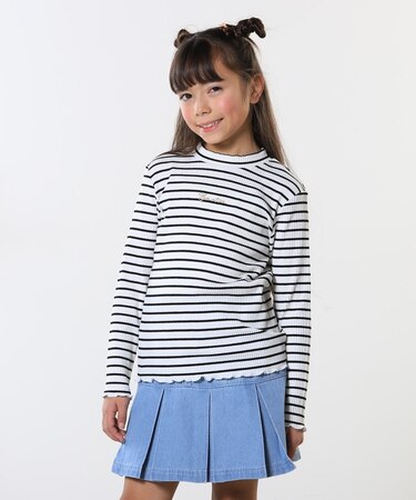 【100-150cm】刺繍ロゴ使いリブロンT