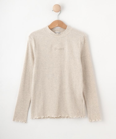 【100-150cm】刺繍ロゴ使いリブロンT