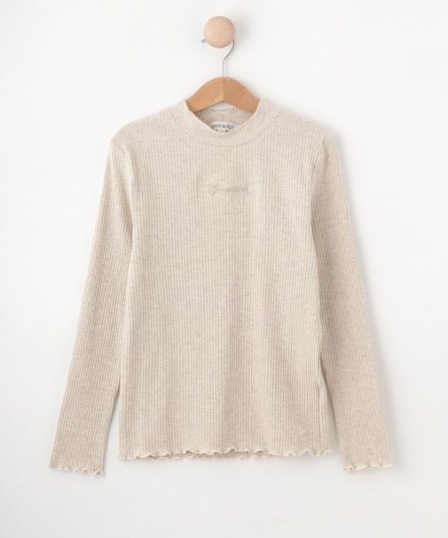 【100-150cm】刺繍ロゴ使いリブロンT