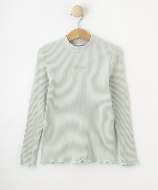 【100-150cm】刺繍ロゴ使いリブロンT