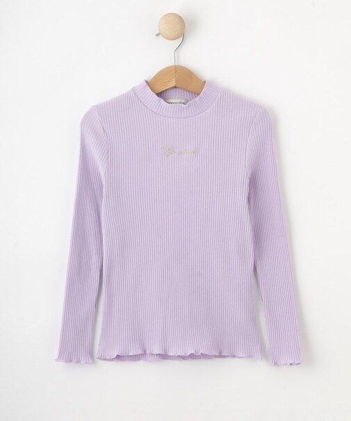 【100-150cm】刺繍ロゴ使いリブロンT