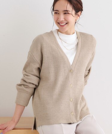 【S-LL】柔らかさが癖になる 凹凸Vネックカーディガン