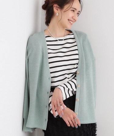 【S-LL】柔らかさが癖になる 凹凸Vネックカーディガン