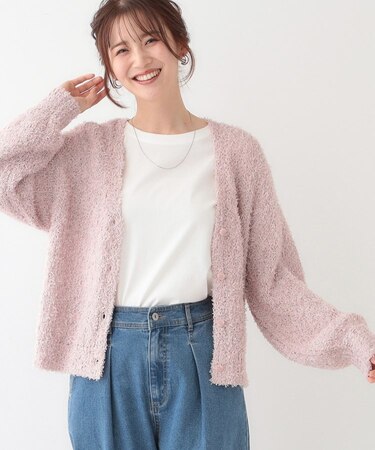 【S-LL】ふわふわ軽やかラメニットカーディガン