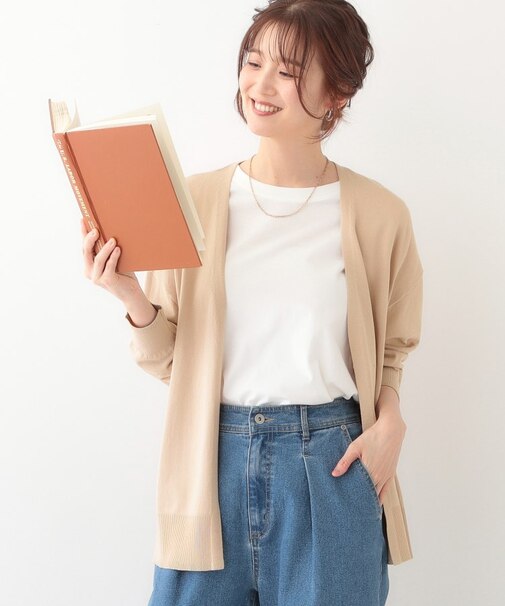 【S-LL】リブのラメが華やかな トッパー ニットカーディガン