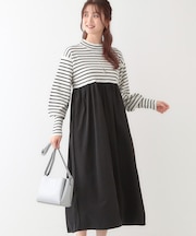 【S-LL】リブニットドッキングワンピース