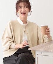 【洗える/S-LL/前後2WAY】クルーネックニットカーディガン