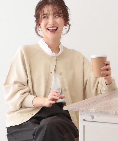 【洗える/S-LL/前後2WAY】クルーネックニットカーディガン