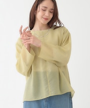 【洗える/S-LL】着るだけでサマ見え オーガンジーレイヤードトップス