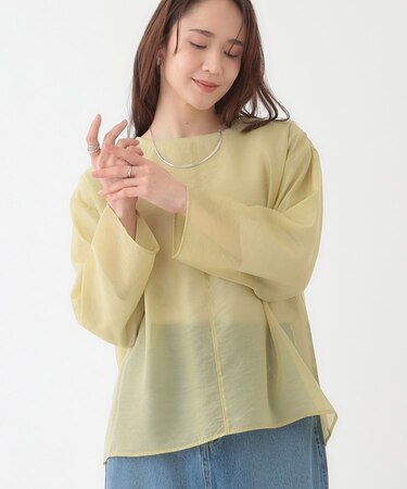 【洗える/S-LL】着るだけでサマ見え オーガンジーレイヤードトップス