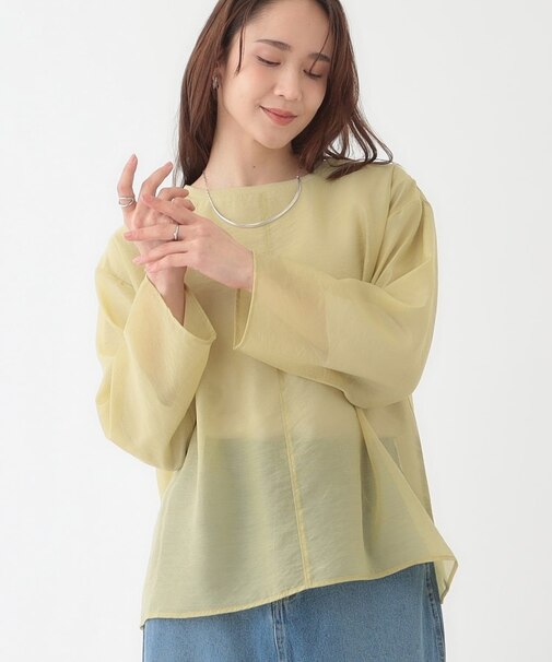 【洗える/S-LL】着るだけでサマ見え オーガンジーレイヤードトップス