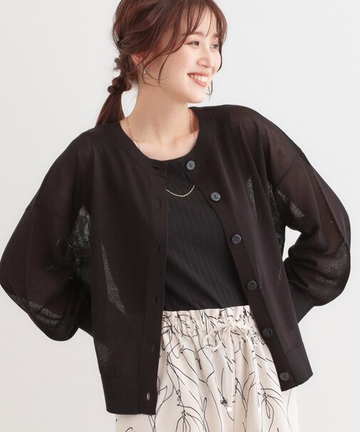 【洗える/前後2WAY】 着こなしいろいろ 上品なシアーカーディガン