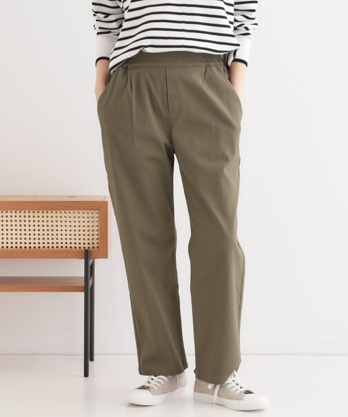 【洗える/S-3L】ストレッチで楽な穿き心地 綿イージーストレートパンツ