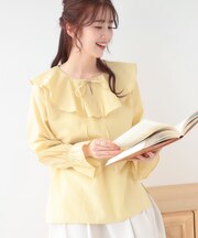 【洗える/S-LL】甘すぎない大人のフリルブラウス