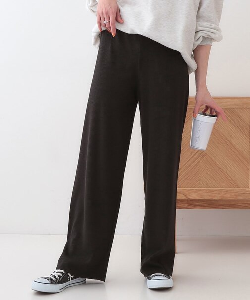 【洗える/S-LL】やわらか楽ちん カットリブパンツ