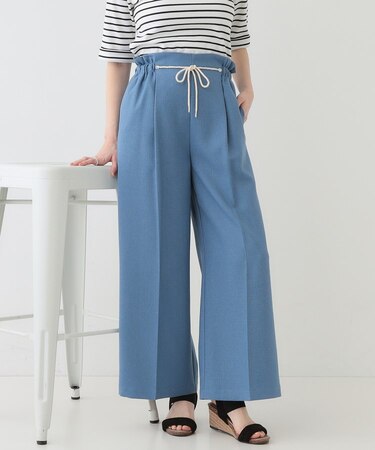 【S-LL】きれいにスタイルアップ ロープ紐使いワイドパンツ