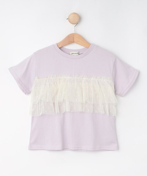 【100-120cm】チュールドッキングTシャツ
