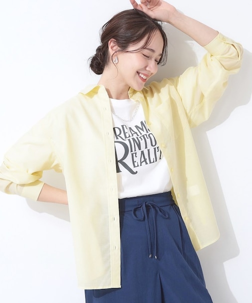 【洗える/S-LL/UV/吸水速乾】洗濯後しわになりにくいリネンブレンドシャツ