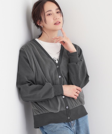 【S-LL】チュールレイヤードカーディガン