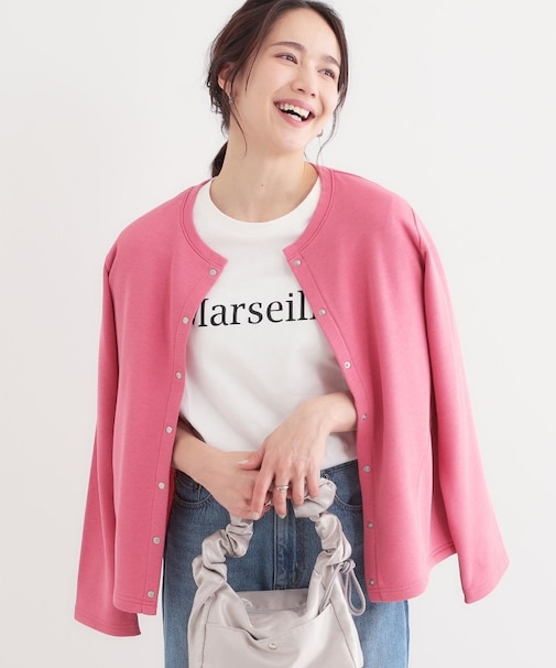 【洗える/S-LL】大人カジュアルコーデに ミニ裏毛スナップカーディガン