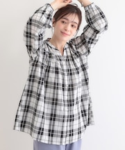 【S-LL】チェック柄シャーリングシャツ