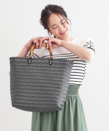 雑材風メッシュトートバッグ