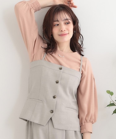【セットアップ可】コーデが華やぐ 大人の麻調キャミビスチェ
