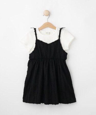 【100-150cm/2点セット】ポコポコの表面感が魅力 楊柳キャミチュニック＋Tシャツ