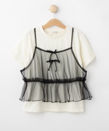 【130-150cm】チュールキャミドッキングTシャツ