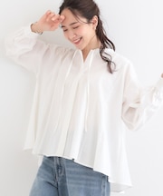 【洗える/体型カバー】フレアリボンブラウス