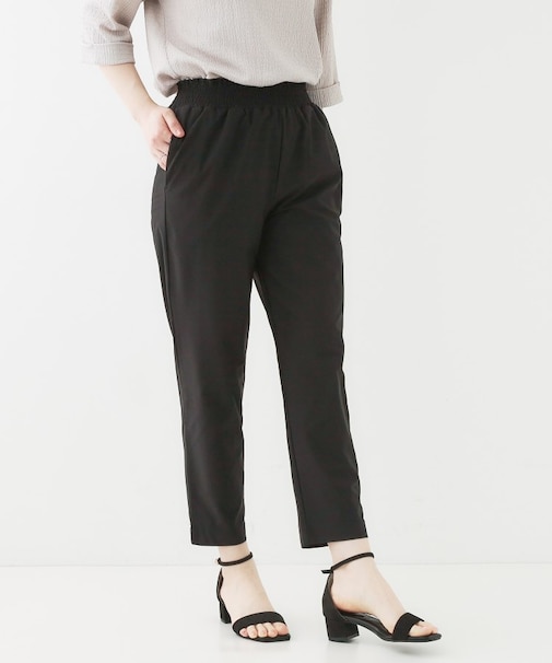 【洗える/S-LL/ひんやり】さらっとしたタッチが癖になる ストレッチテーパードパンツ