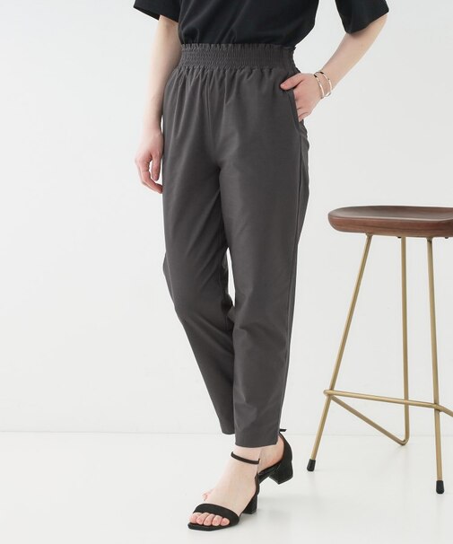 【洗える/S-LL/ひんやり】さらっとしたタッチが癖になる ストレッチテーパードパンツ