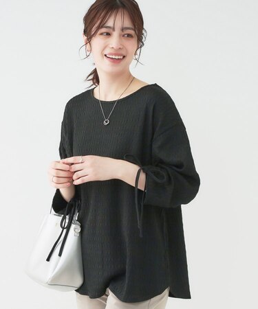 【洗える/S-LL】お袖シャーリングトップス