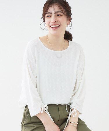 【洗える/S-LL】お袖シャーリングトップス