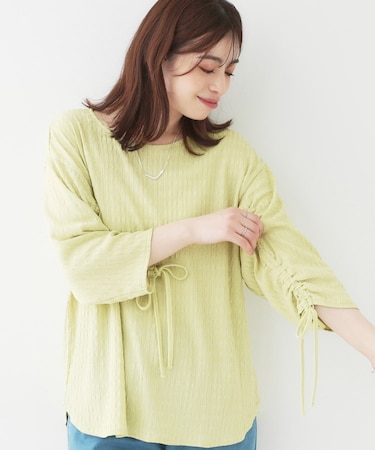 【洗える/S-LL】お袖シャーリングトップス