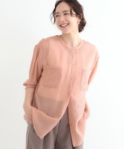 【高レビュー】大人のシアー感 バンドカラーシャツ
