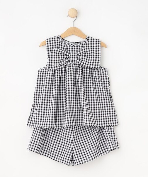 【100-150cm】着るだけでコーデが決まる ギンガムチェックセットアップ