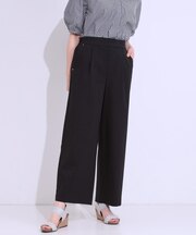 【高レビュー/S-LL/ひんやり】ゴールドパーツがアクセント ストレッチワイドパンツ