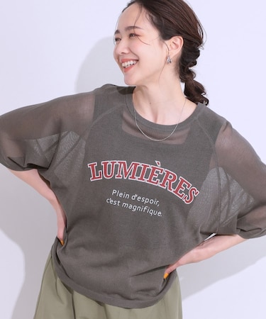 【S-LL】シアー感がこなれ見え お袖ゆったりロゴニット