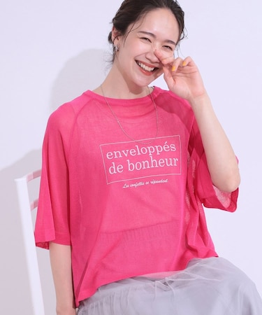 【S-LL】シアー感がこなれ見え お袖ゆったりロゴニット