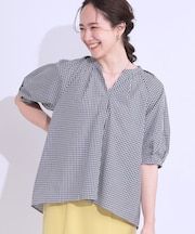 【洗える/S-LL】洗濯後しわになりにくい 5分袖スキッパーブラウス