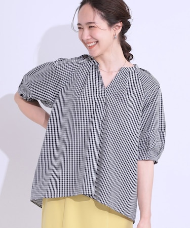 【洗える/S-LL】洗濯後しわになりにくい 5分袖スキッパーブラウス